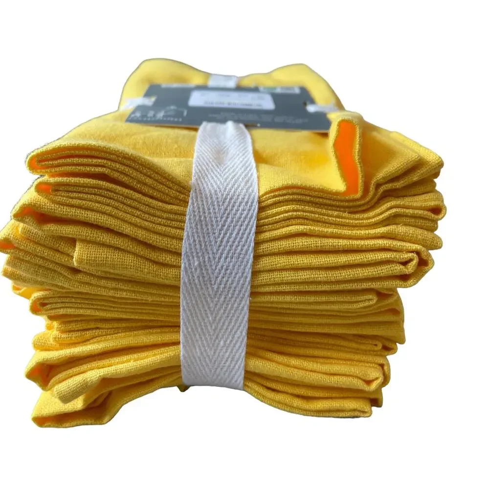 12pc Rachel Ashwell Farmhouse Cotton Dinner Napkins 18x18 Yellow NEW